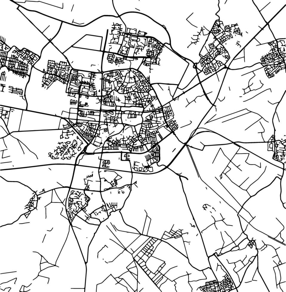 Silhouette map of Tilburg Netherlands. vector