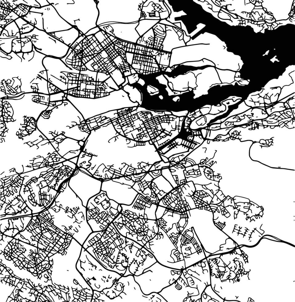 Silhouette map of Soedermalm Sweden. vector