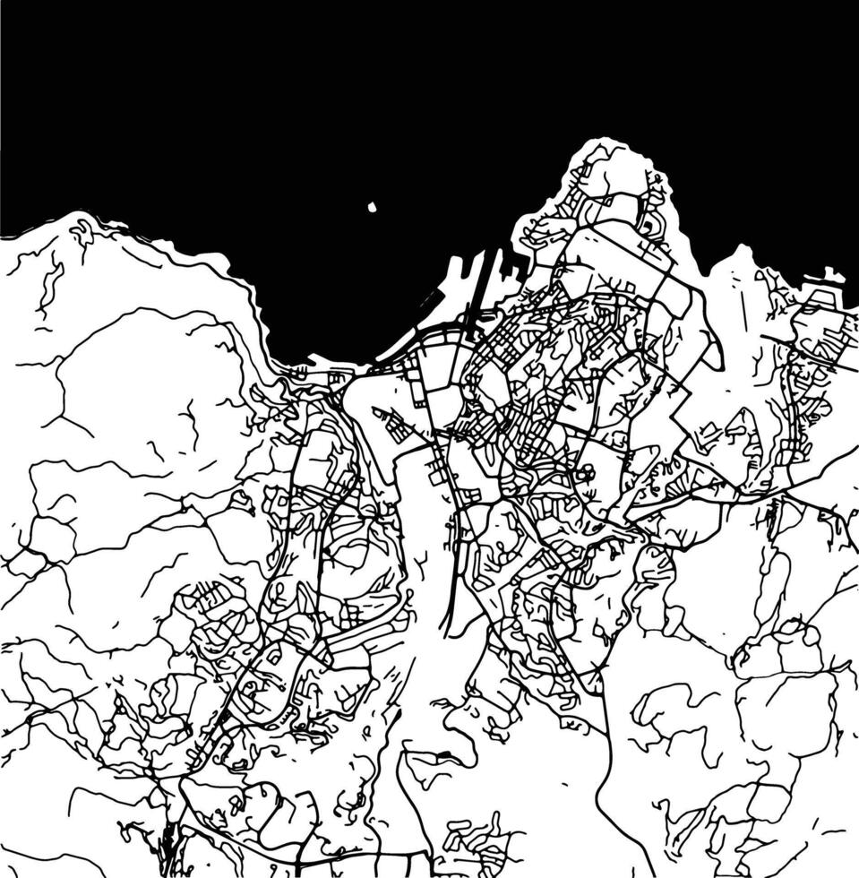 Silhouette map of Trondheim Norway. vector