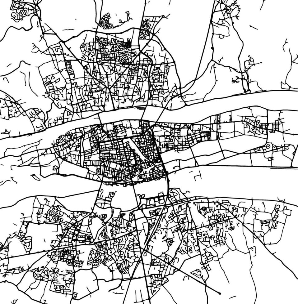 Silhouette map of Tours France. vector