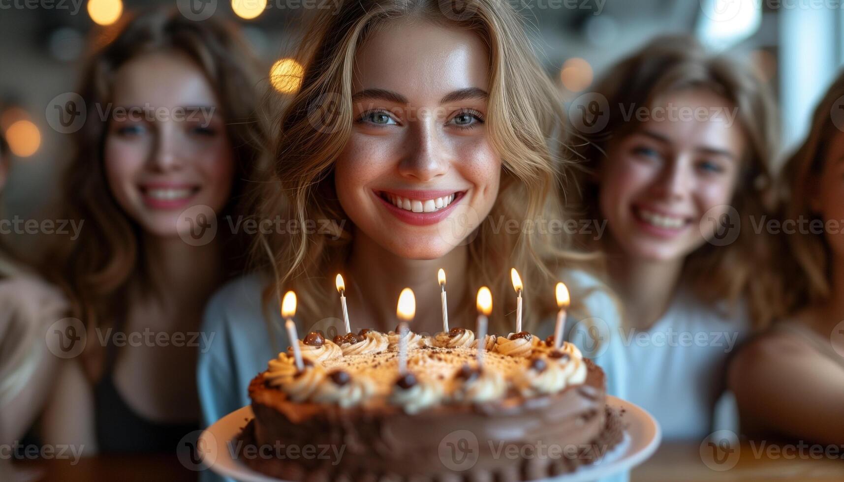 ai generado dulce celebracion amigos disfrutando chocolate pastel juntos foto