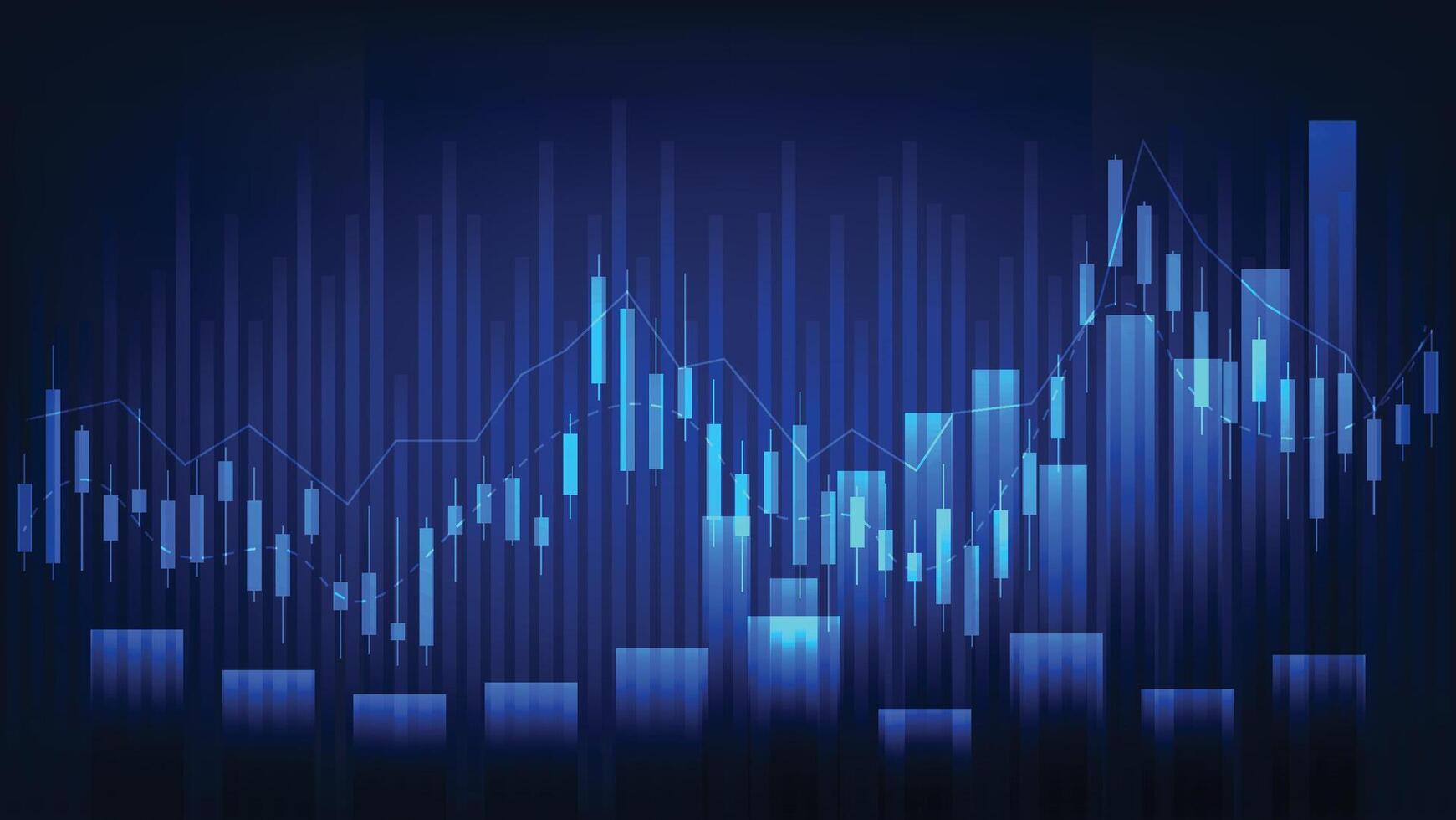 economía crecimiento y Finanzas concepto. valores mercado grafico con bar gráfico en azul antecedentes vector