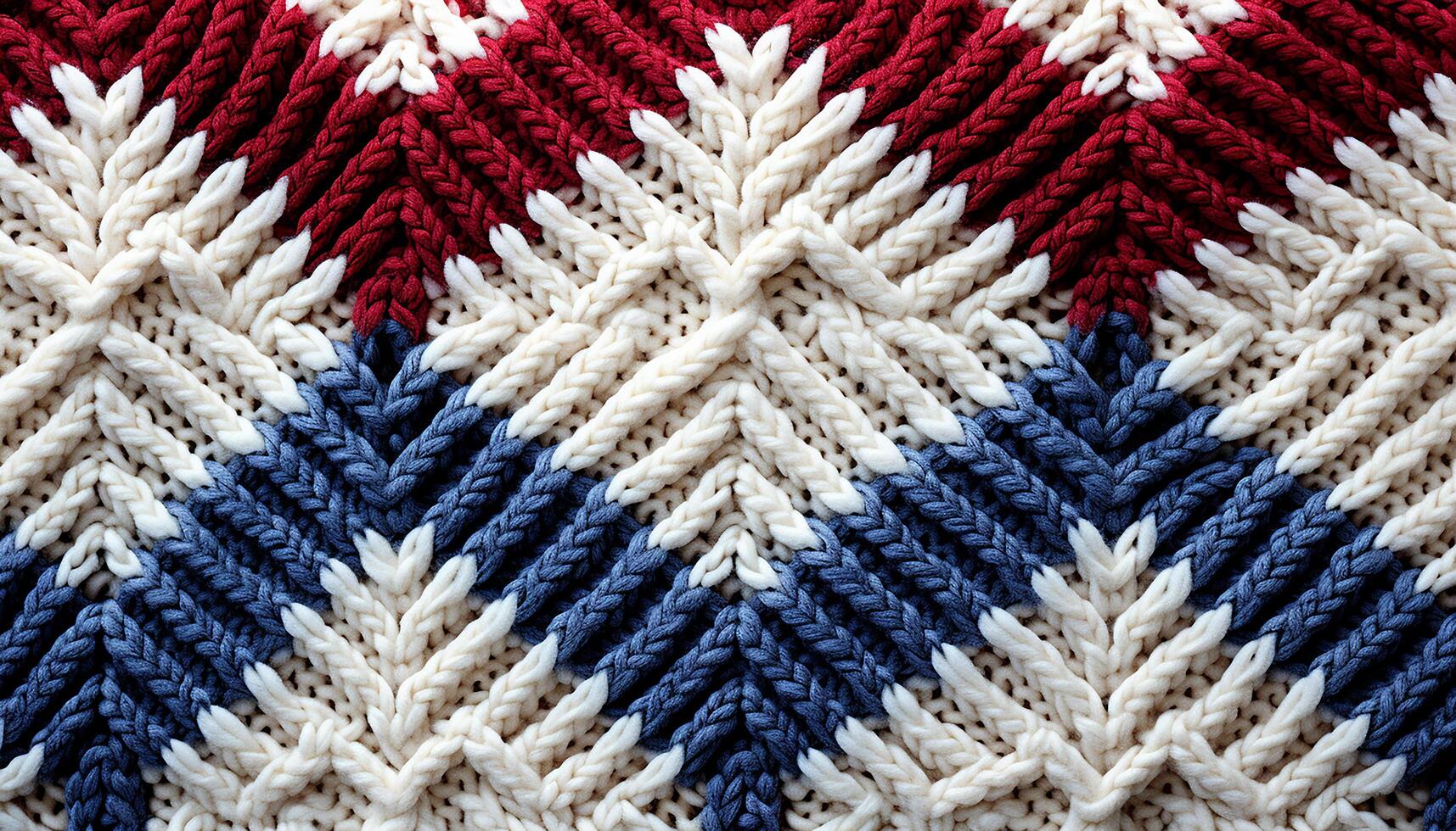 AI generated Woven textile pattern, knitting craft, striped cardigan, comfortable and elegant generated by AI photo