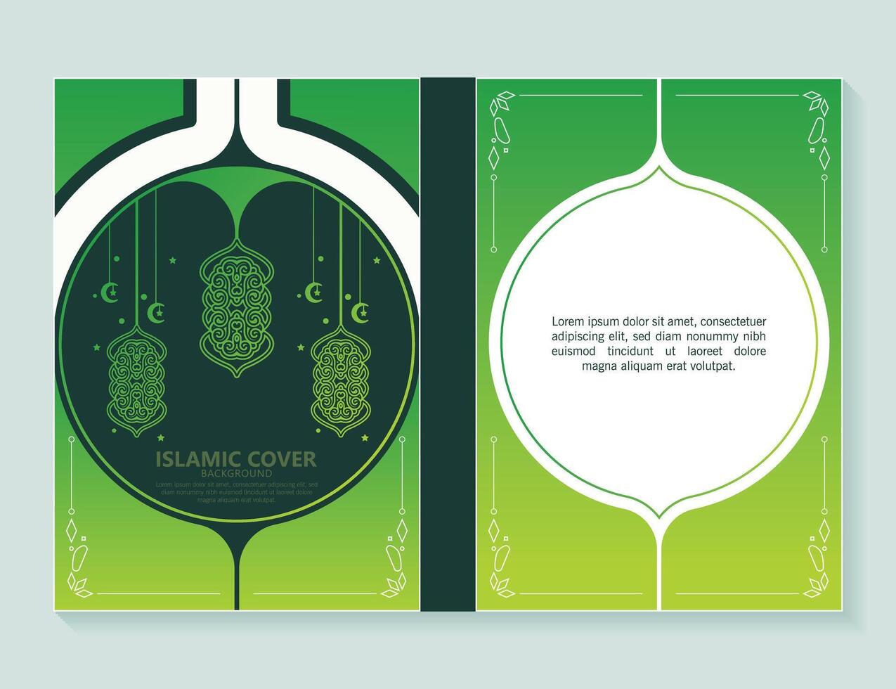 elegant green ramadan islamic ornament cover vector