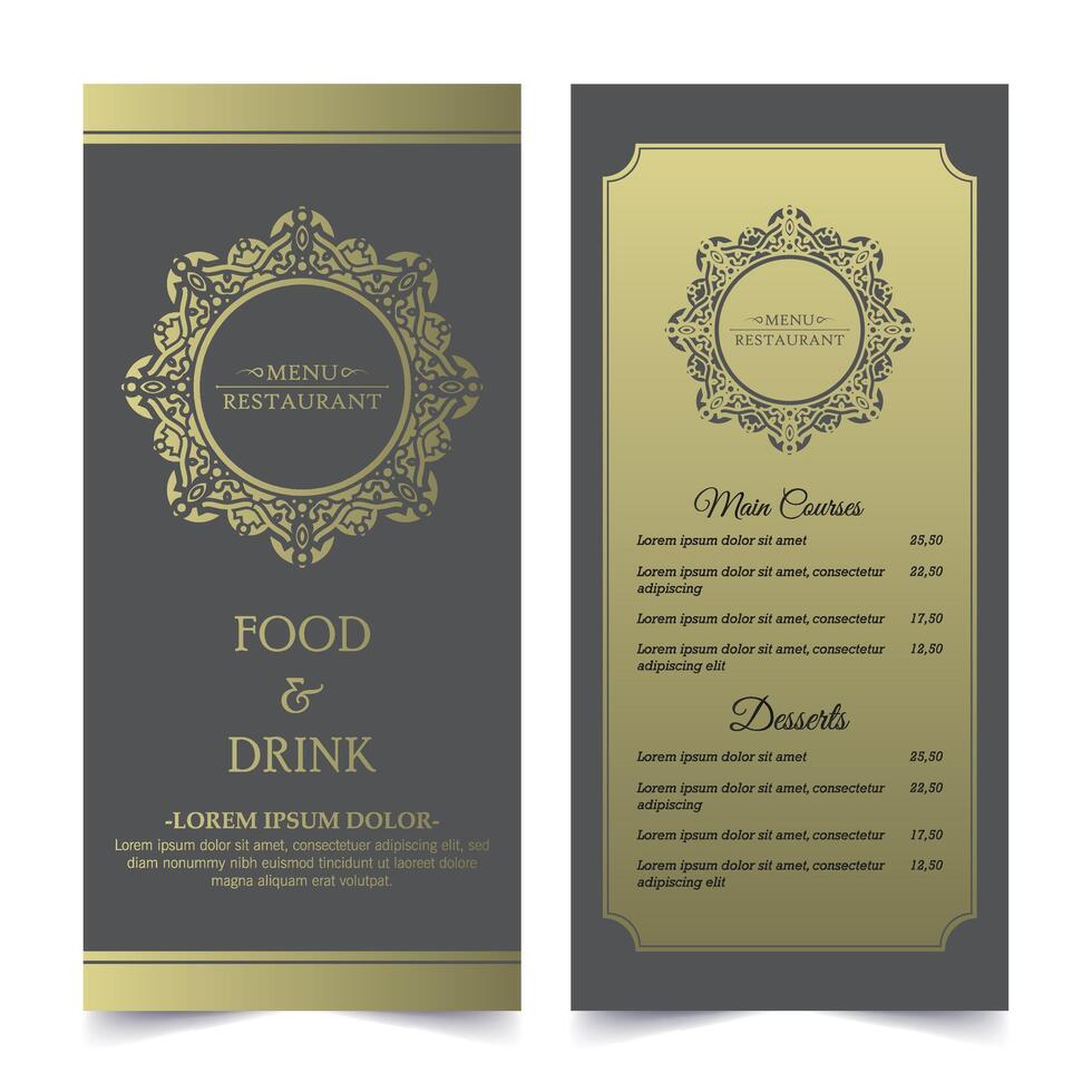 Luxury restaurant menu with logo ornament vector