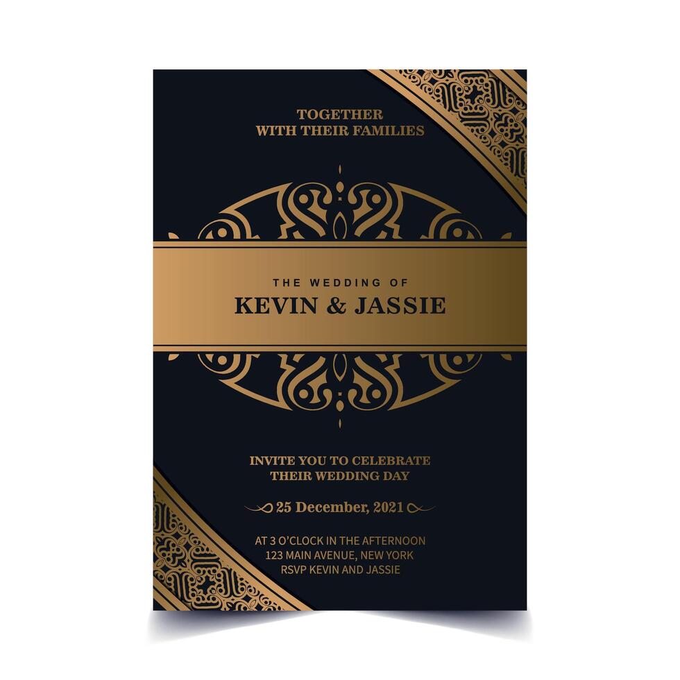 Elegant ornamental wedding card template vector