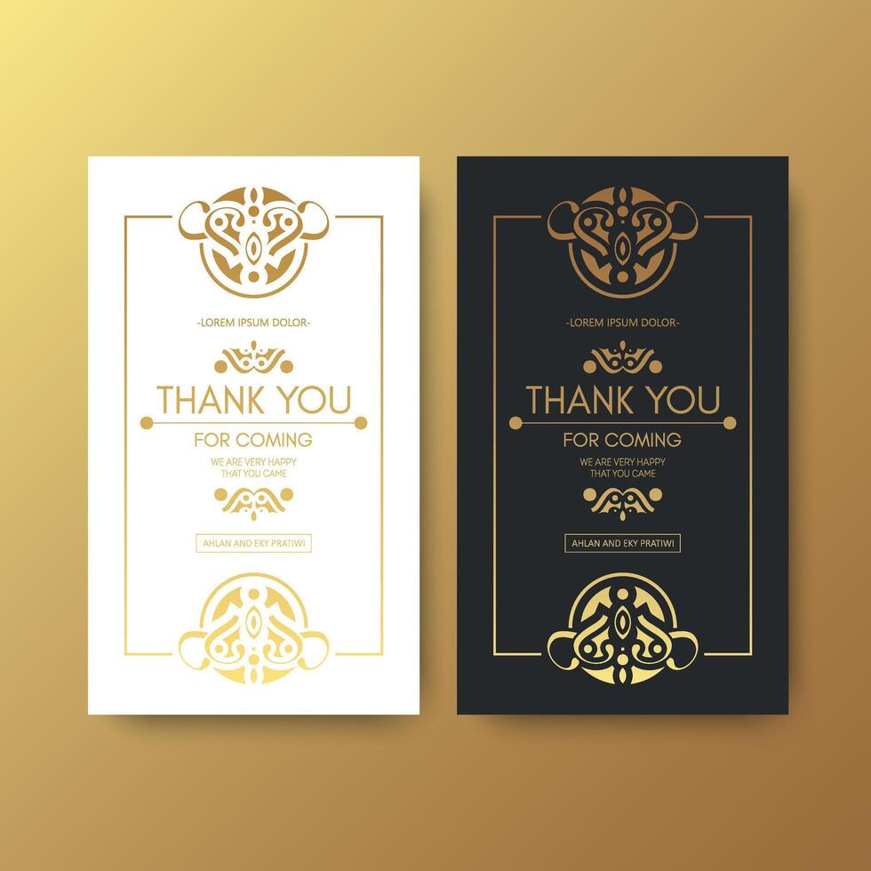 classic gold thank you wedding card vector