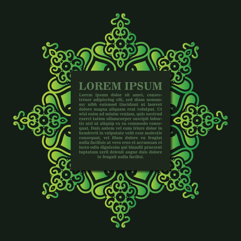 Green calligraphy ornament frame line design vector