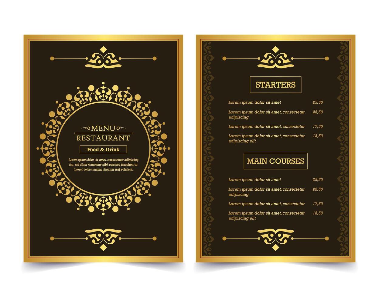 Luxury restaurant menu with logo ornament vector