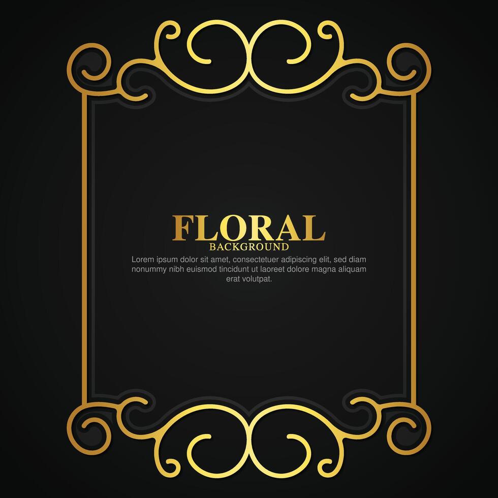 fondo de marco floral decorativo dorado de lujo vector