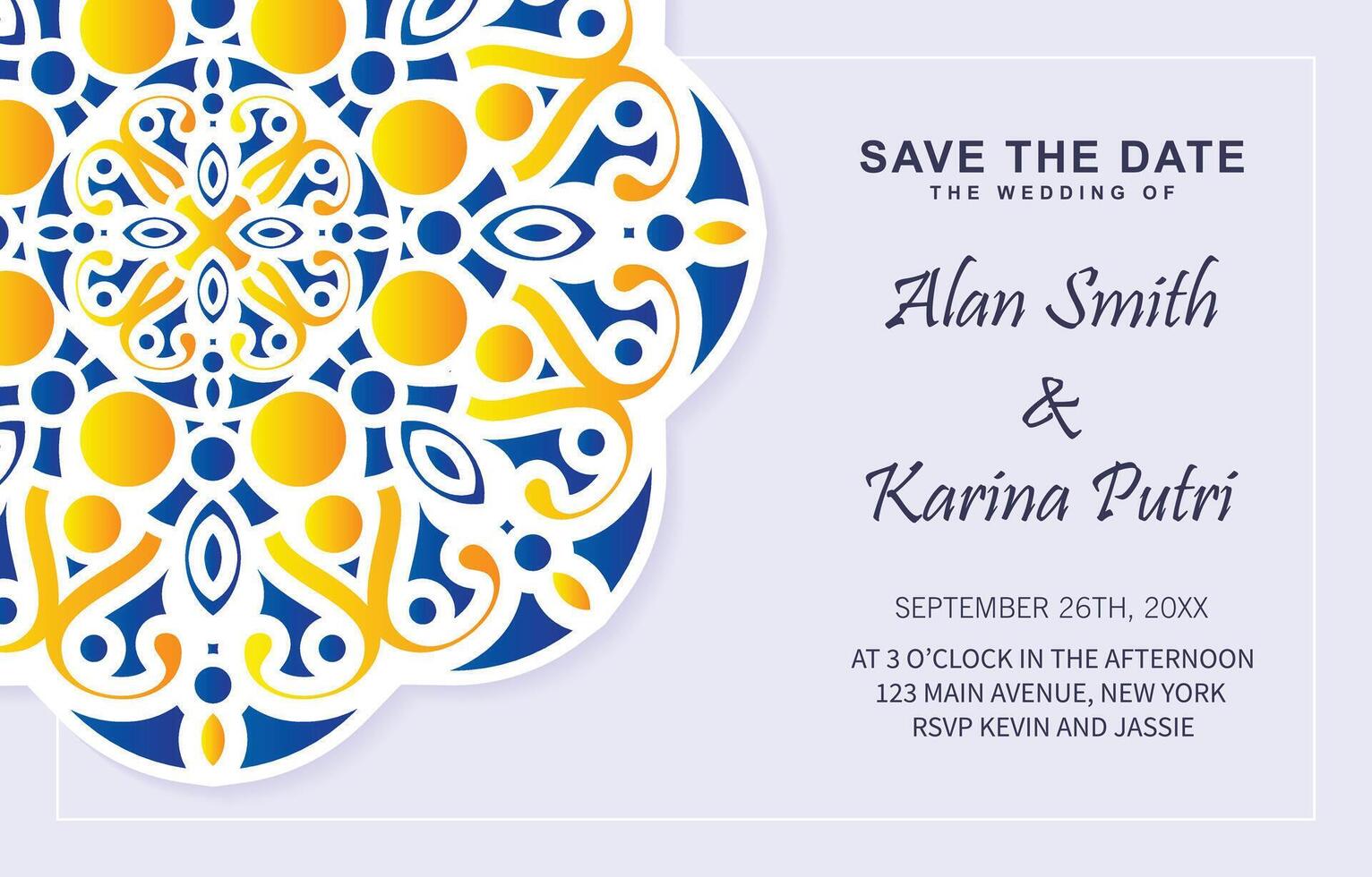 Colorful mandala wedding card template vector