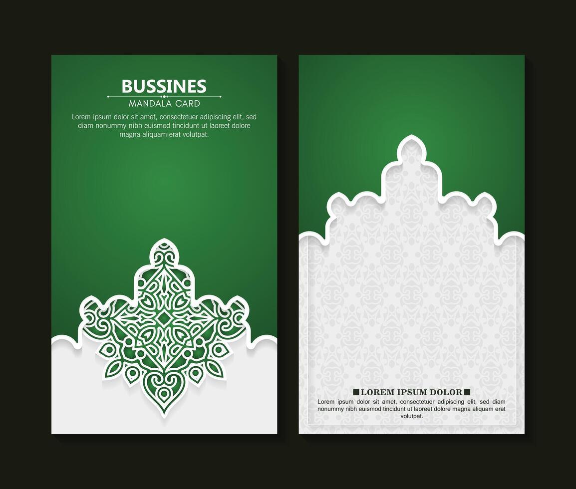 Elegant green mandala business card vector