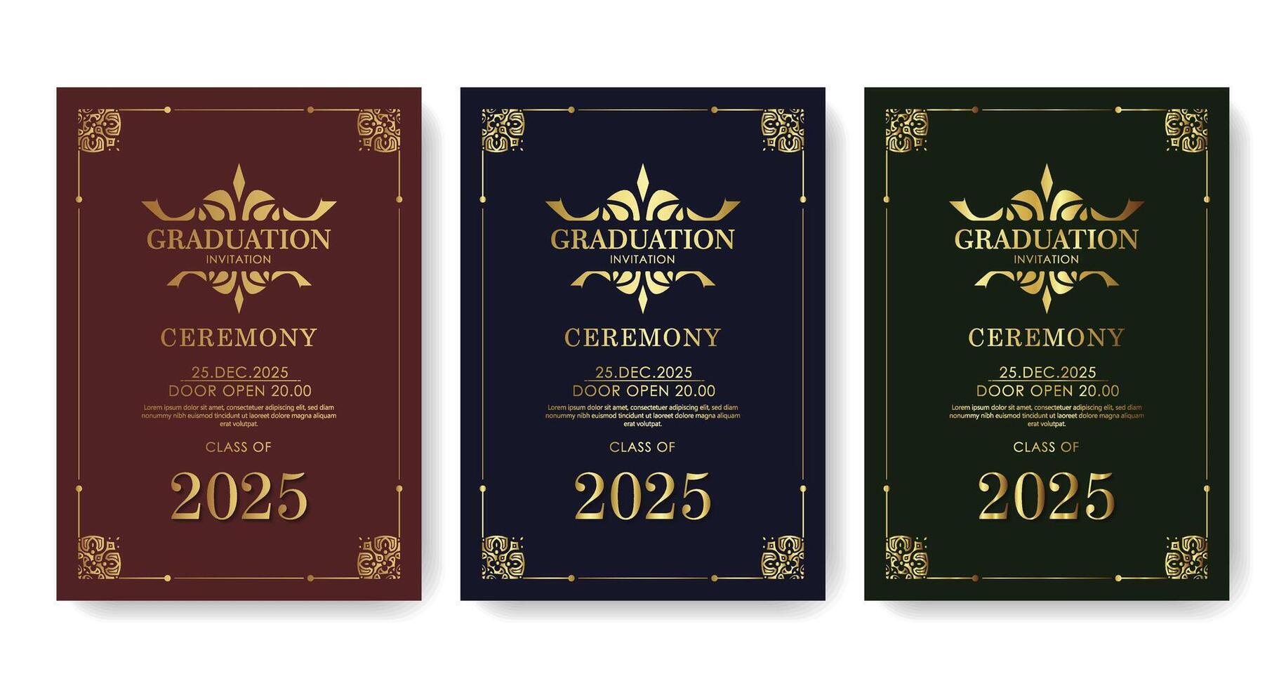 Elegant graduation invitation template with ornament vector