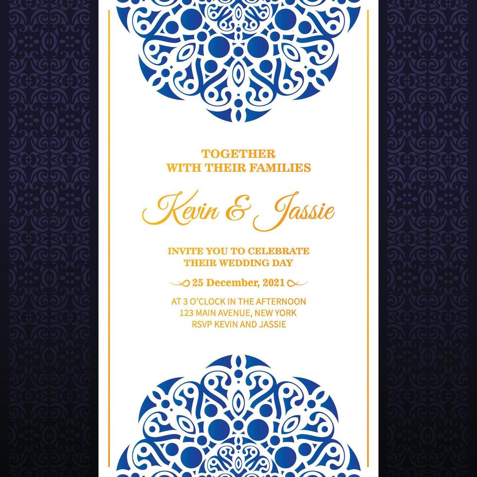 Colorful mandala wedding card template vector