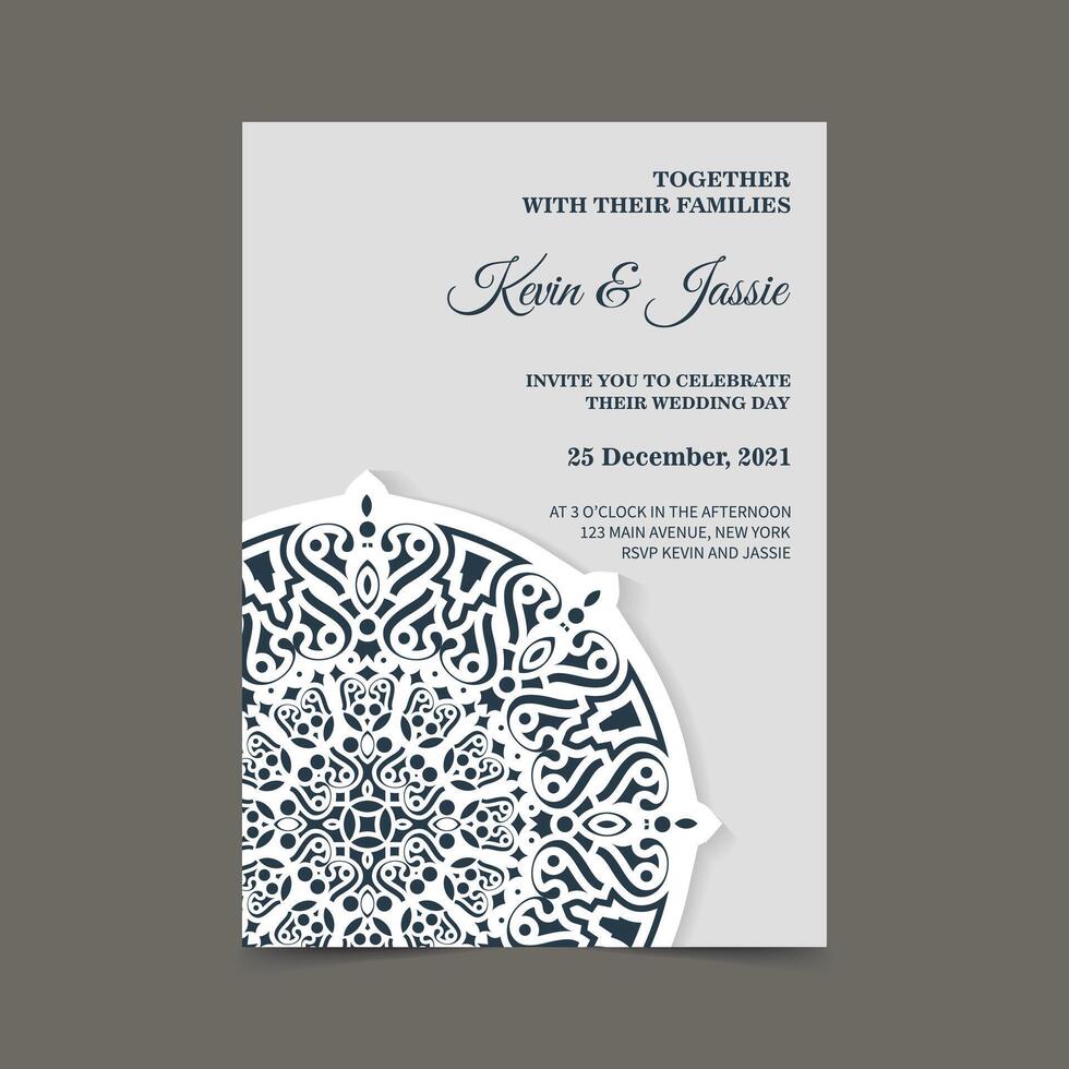 fondo de diseño de mandala de invitación de boda vector