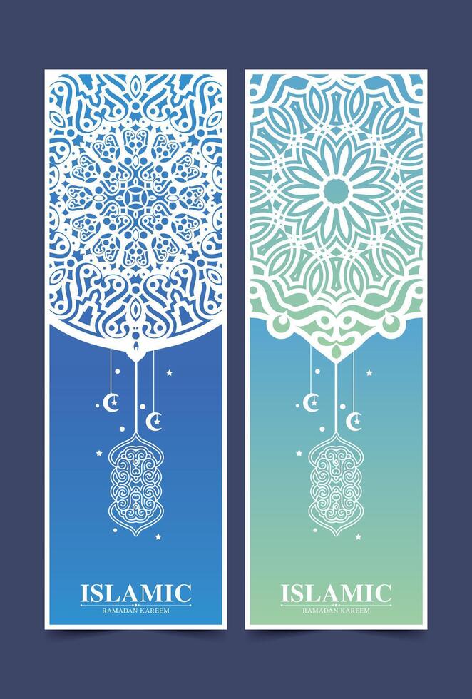 Blue Ramadan kareem card template vector