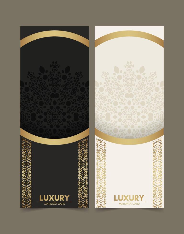 Luxury mandala decorative card in gold color vector