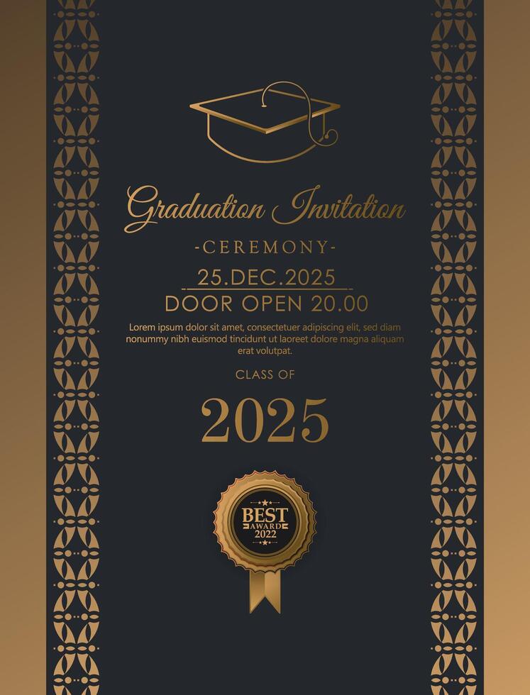 Elegant dark graduation invitation template vector