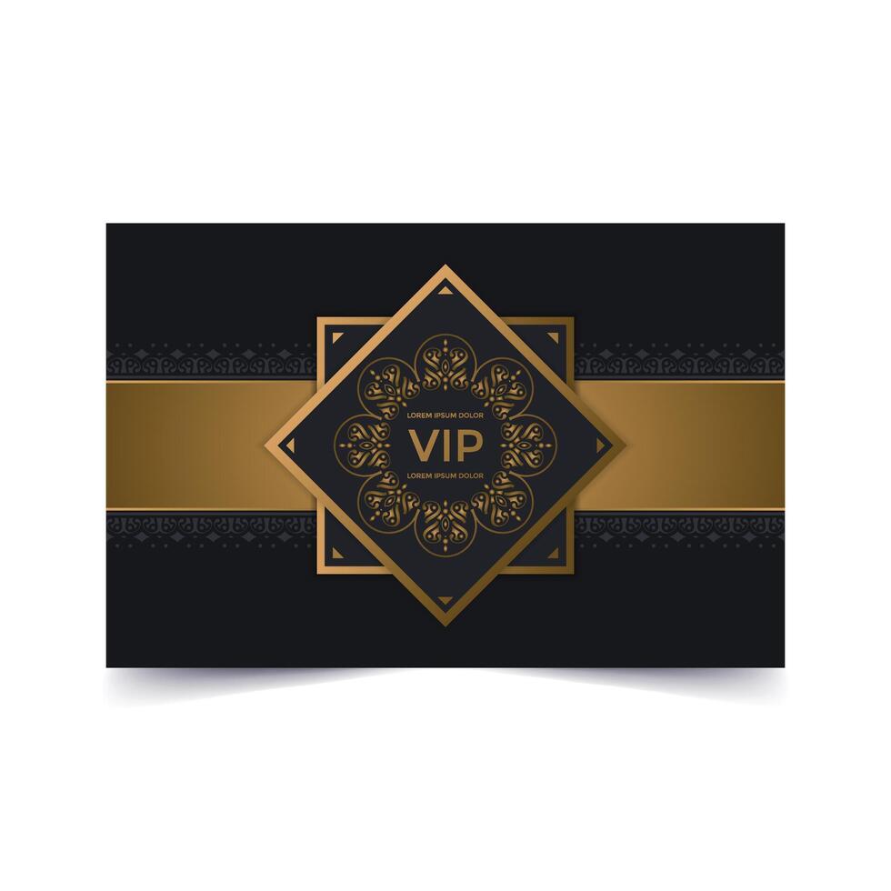 luxury dark vip card in ornament texture vector