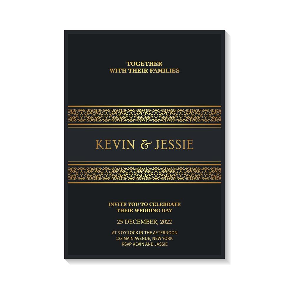 Elegant wedding invitations with stylish ornamental pattern designs vector