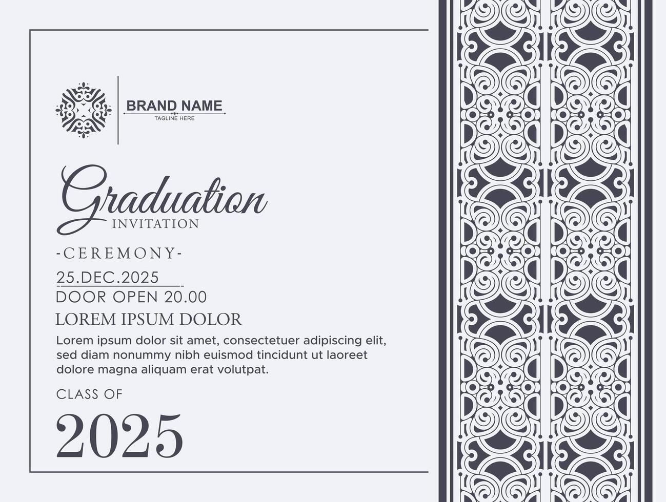 graduation invitation with ornament template vector