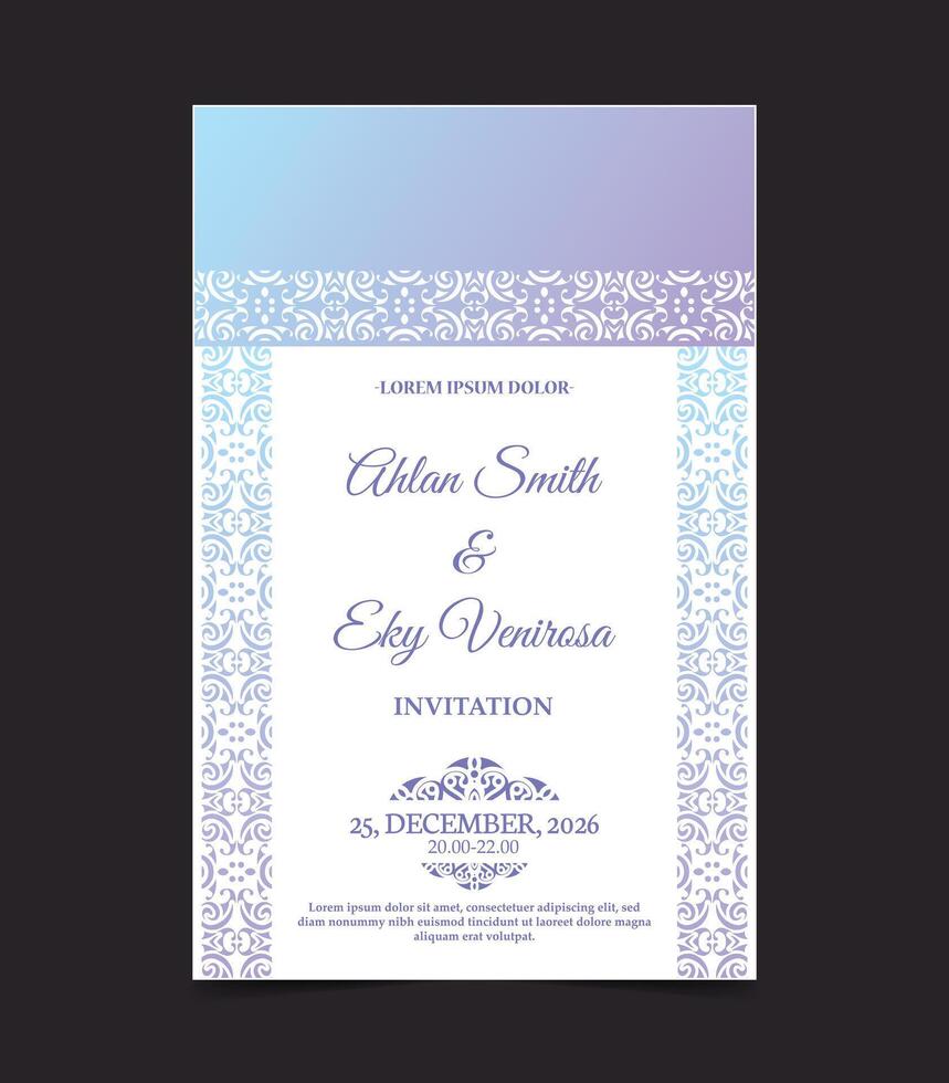 gradient retro wedding invitation template vector