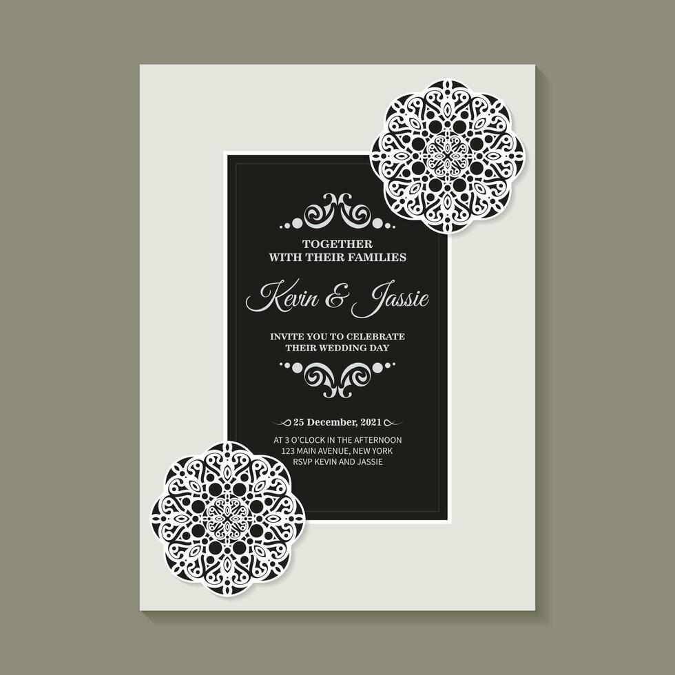 wedding invitation mandala design background vector