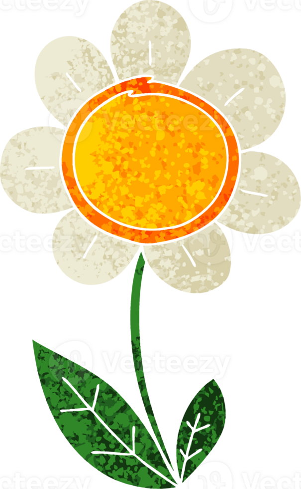 retro illustration style quirky cartoon daisy png