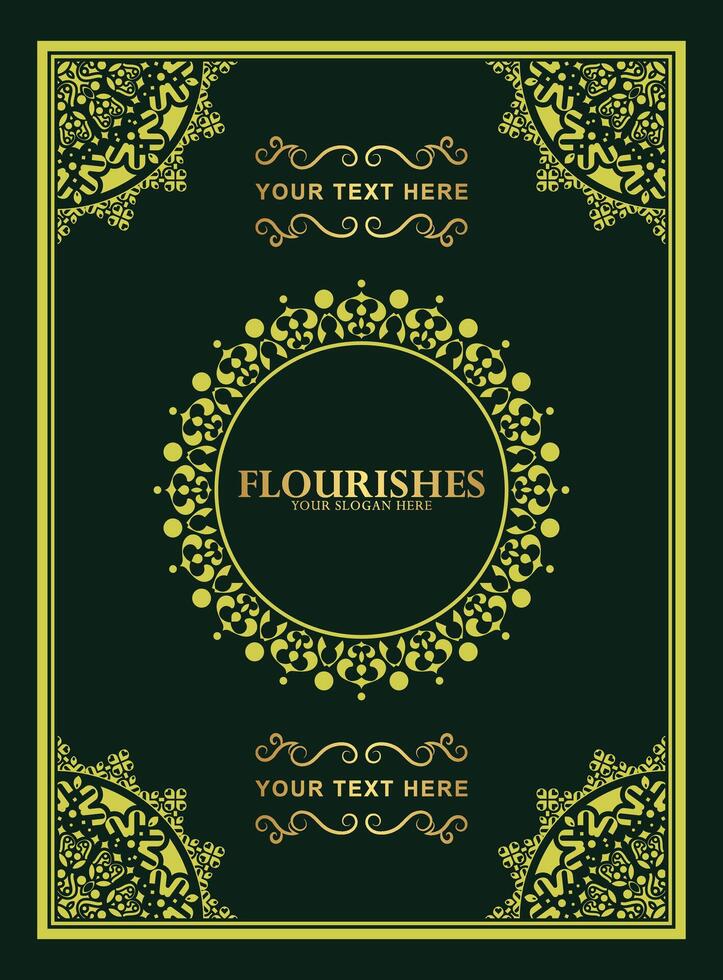 Vintage ornament greeting card vector template. Retro wedding invitation, advertising or other design and place for text. Flourishes ornamental frame and pattern background.