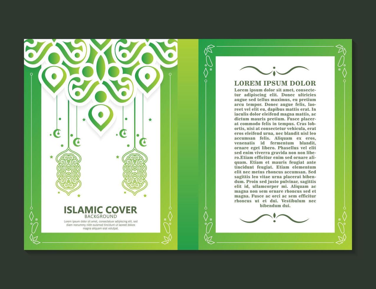 elegant green ramadan islamic ornament cover vector