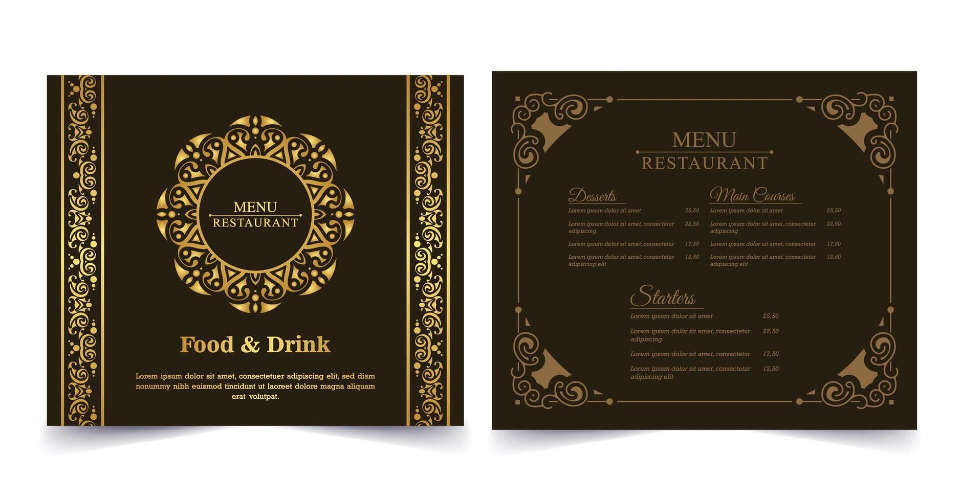 Luxury restaurant menu with logo ornament vector