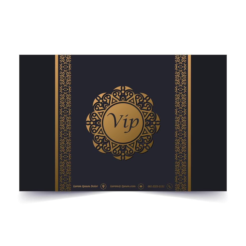 luxury dark vip card in ornament texture vector