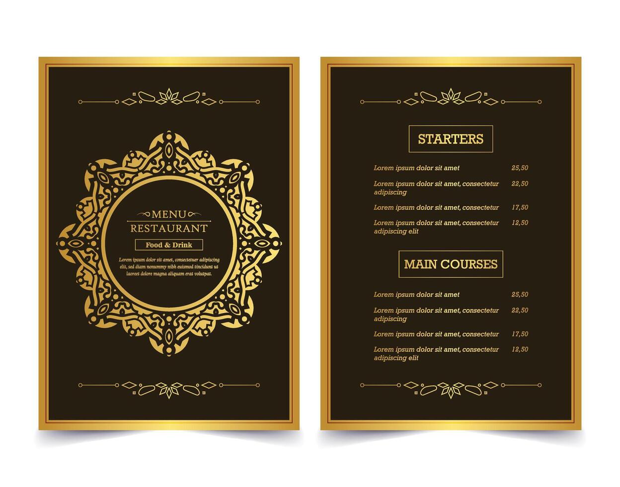 Luxury restaurant menu with logo ornament vector