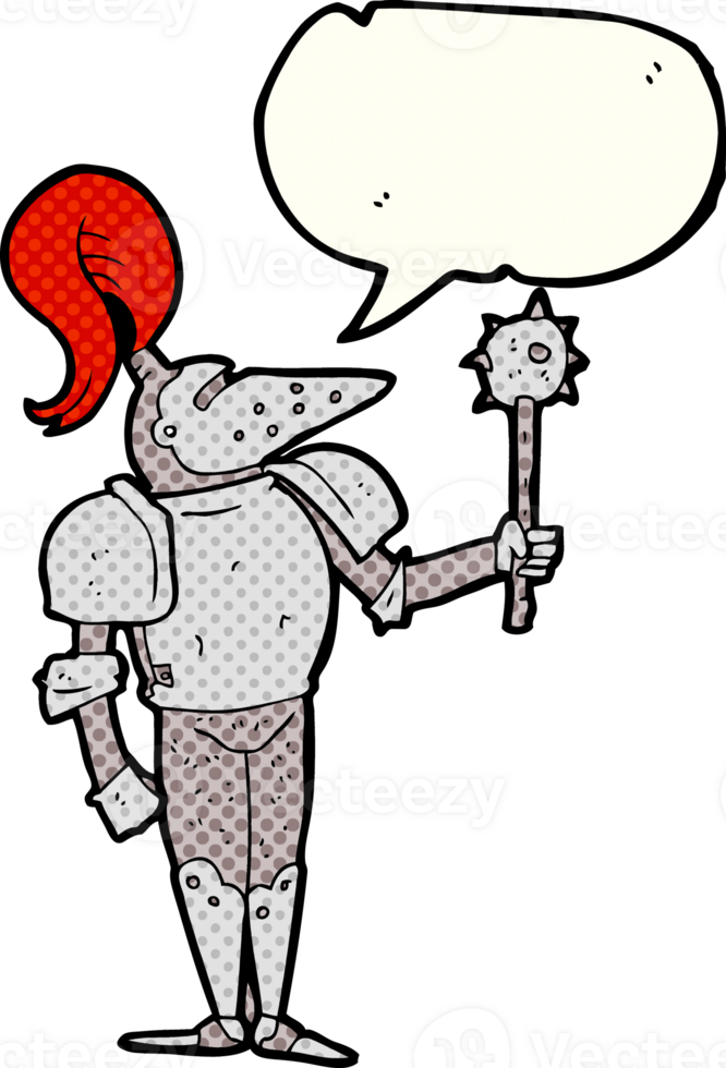 hand drawn comic book speech bubble cartoon medieval knight png