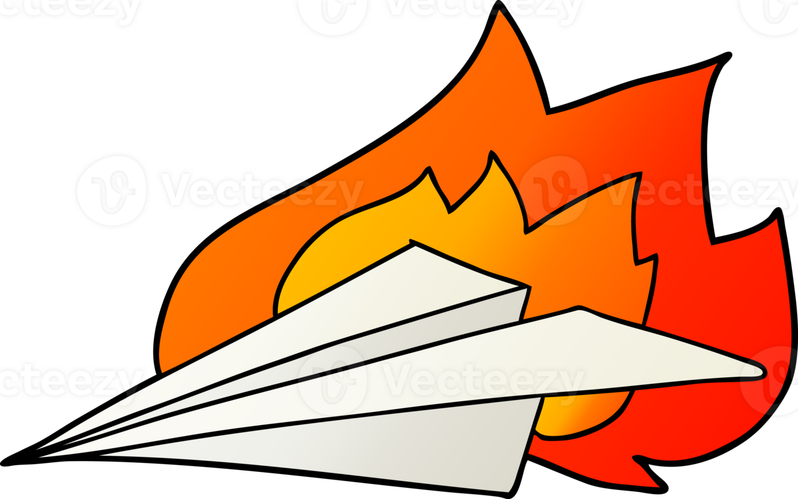 cartoon burning paper airplane png