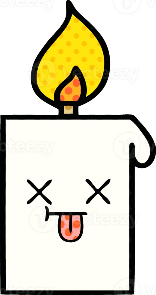 comic book style cartoon of a lit candle png