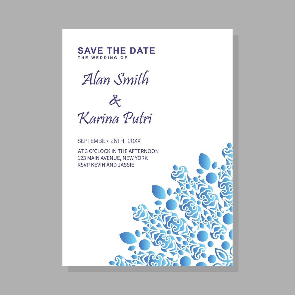 gradient retro wedding invitation template vector