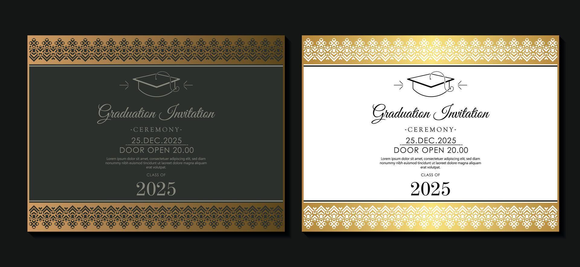 Elegant graduation invitation template with ornament vector