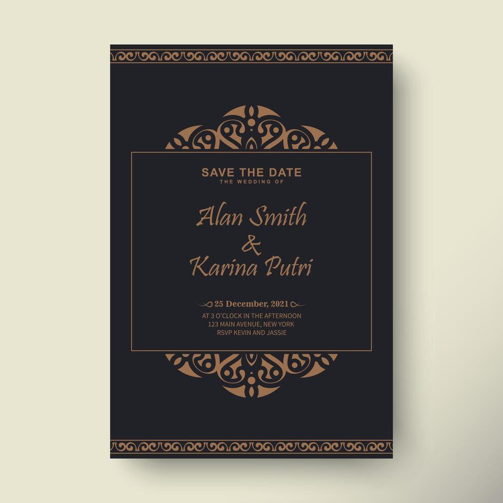 elegante tarjeta de invitación de boda clásica vector