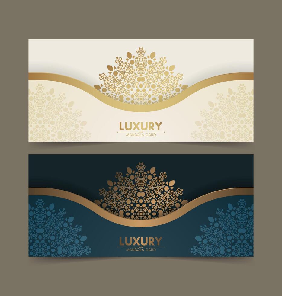 Luxury mandala decorative card in gold color vector