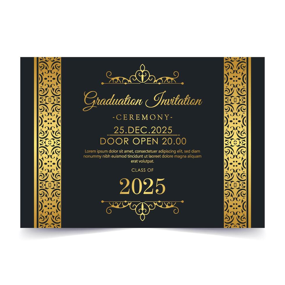 Elegant dark graduation invitation template vector