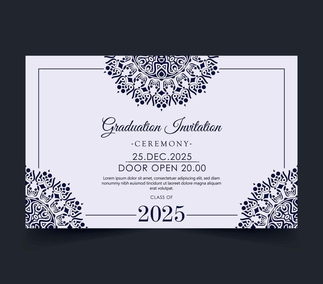 graduation invitation with ornament template vector