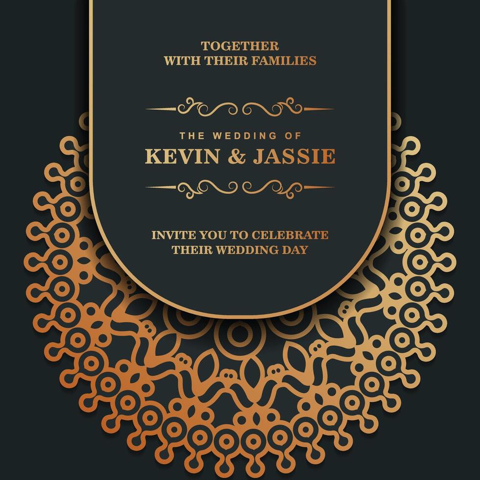 Luxury wedding invitation in mandala vector