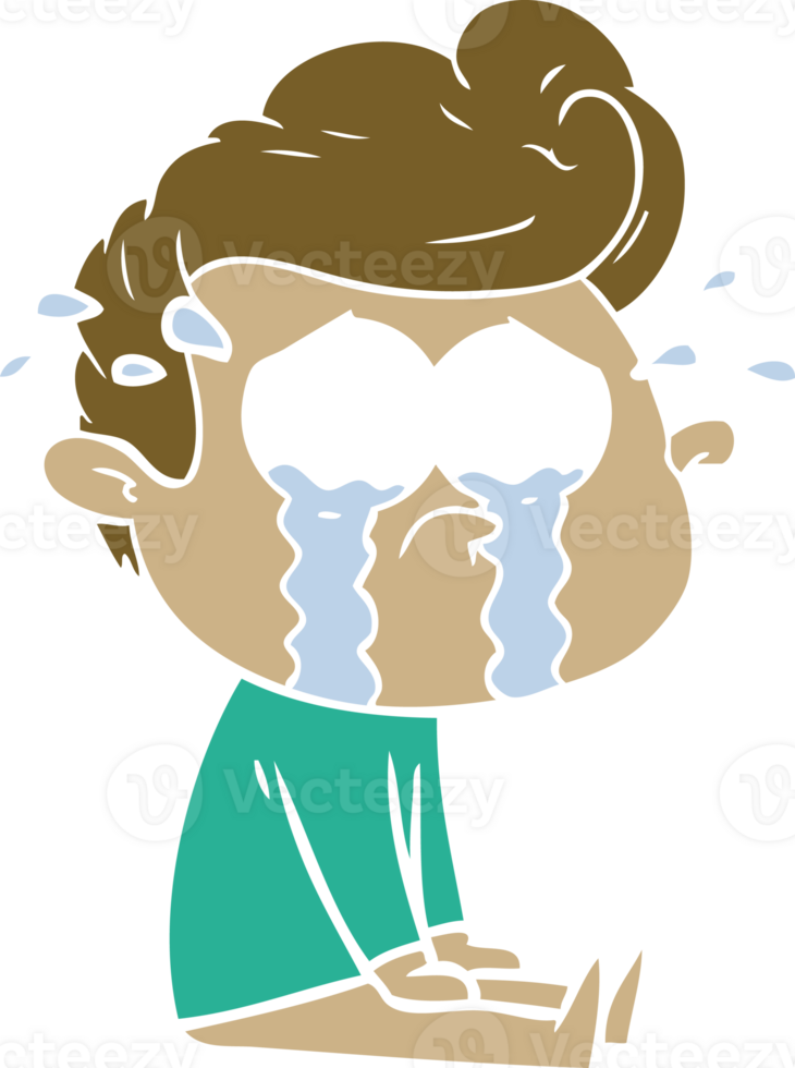 flat color style cartoon crying man png