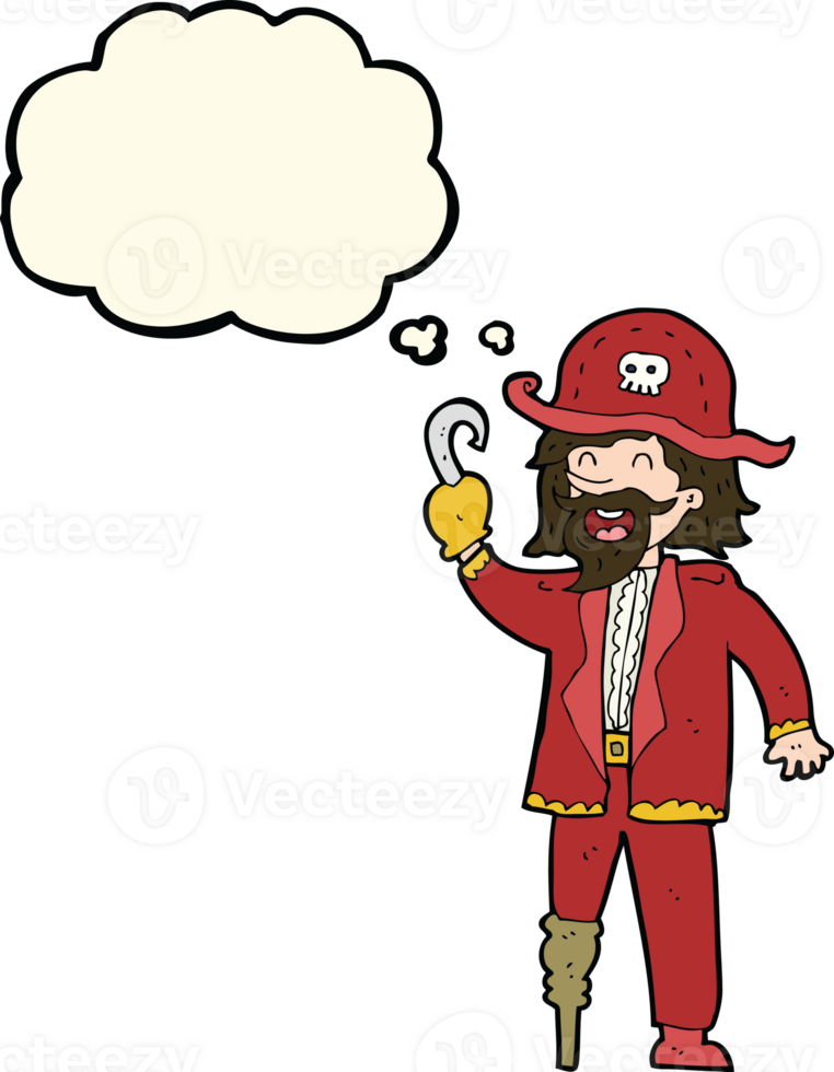 cartoon pirate captain with thought bubble png