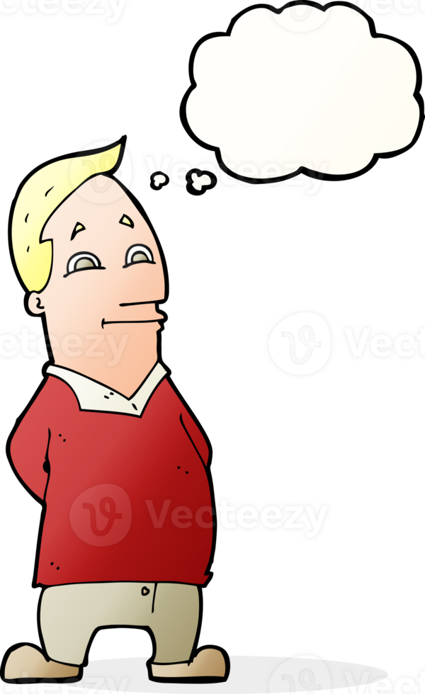 cartoon friendly man with thought bubble png