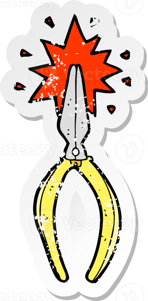 retro distressed sticker of a cartoon pliers png