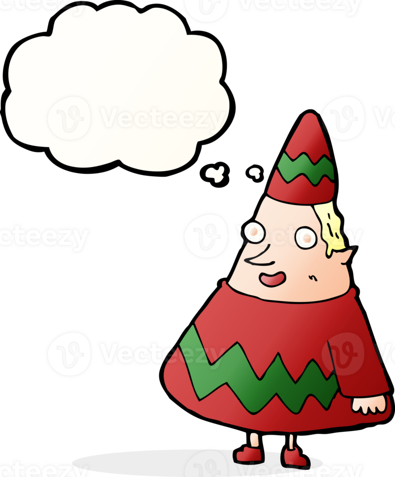 cartoon elf with thought bubble png