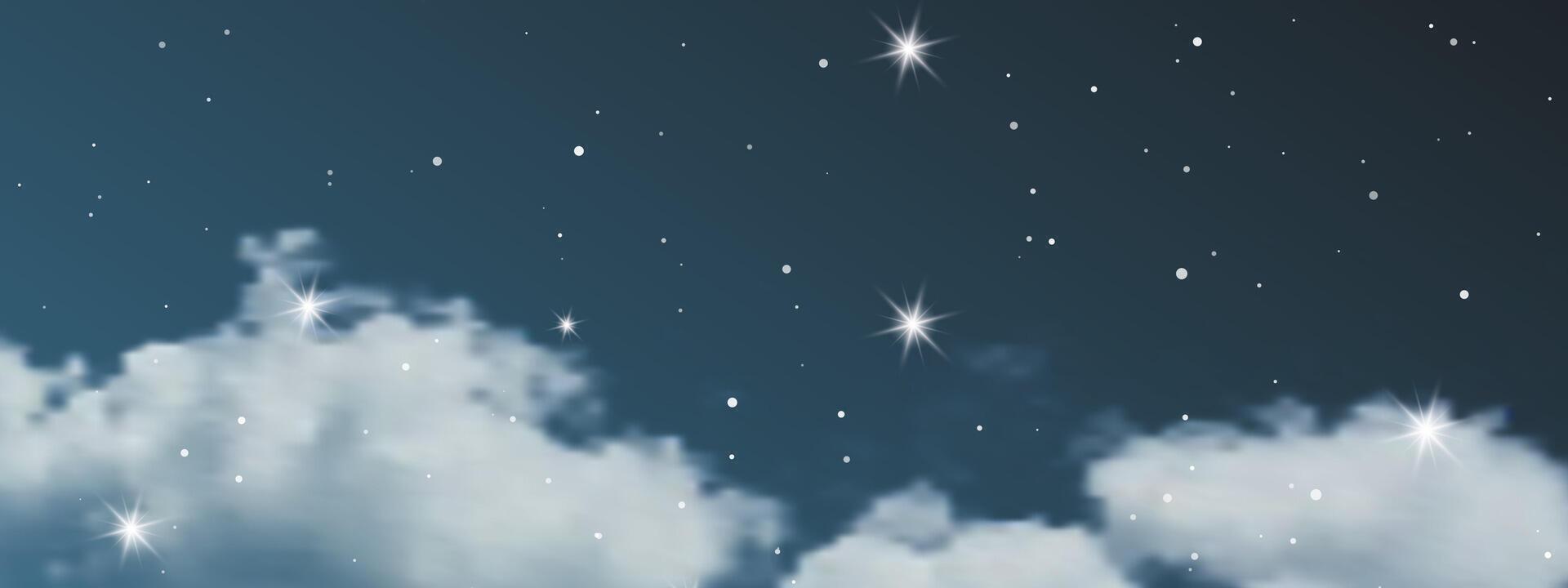 Night sky with clouds and many stars vector