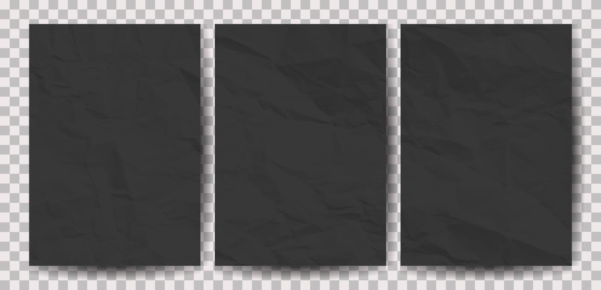 Set of A4 pages crumpled paper vector